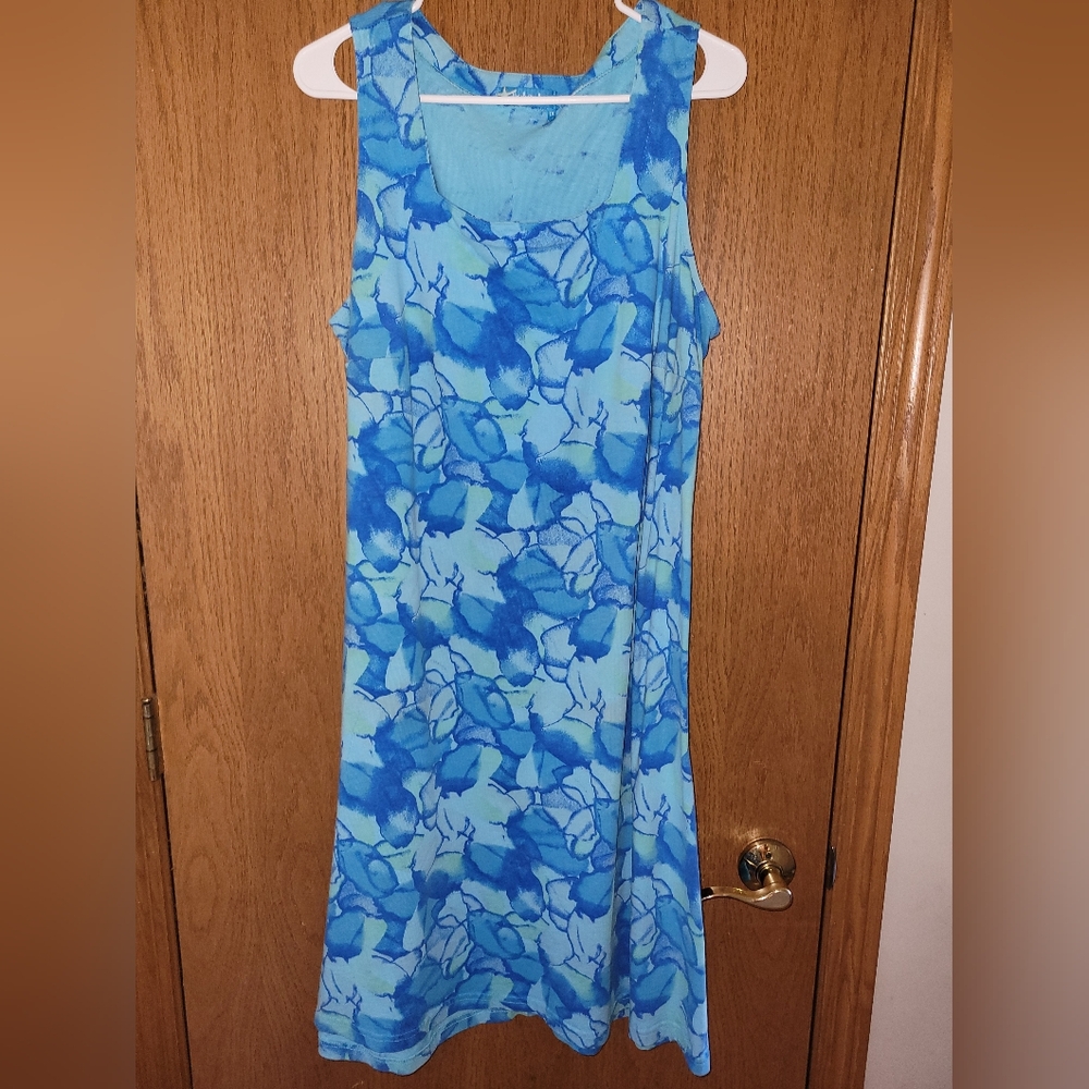 Blue Floral Sleeveless Dress